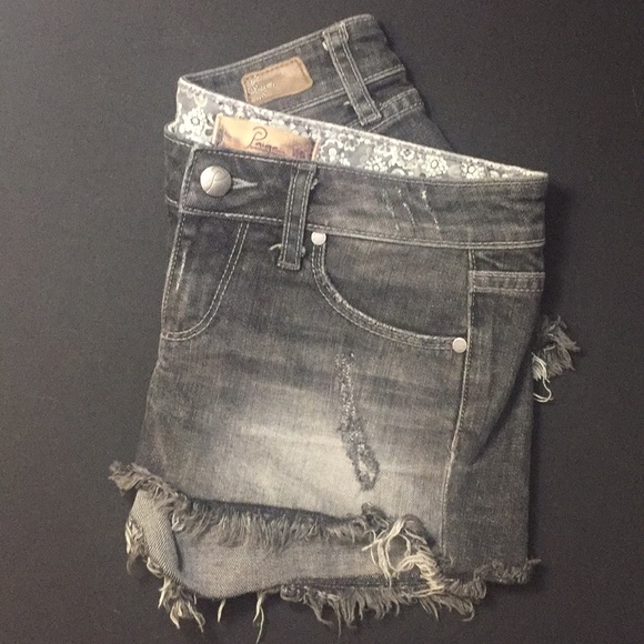Paige Denim Distressed Black Denim Shorts - Picture 3 of 6